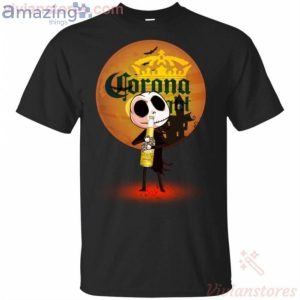 Jack Skellington Hold Corona Light Beer Halloween T-Shirt Product Photo 1