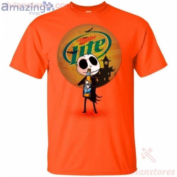 Jack Skellington Hold Miller Lite Beer Halloween T-Shirt Product Photo 2