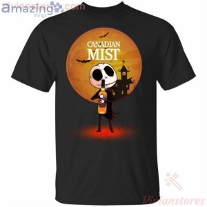 Jack Skellington Holding Canadian Mist Whisky Halloween T-Shirt Product Photo 1