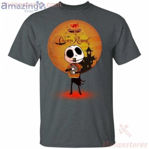 Jack Skellington Holding Crown Royal Canadian Whisky Halloween T-Shirt Product Photo 2