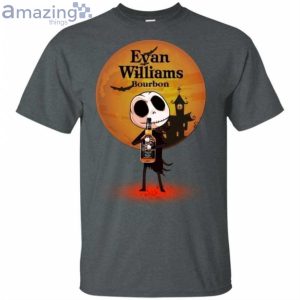 Jack Skellington Holding Evan Williams Bourbon Whisky Halloween T-Shirt Product Photo 2