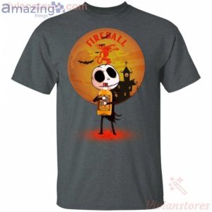 Jack Skellington Holding Fireball Cinnamon Whisky Halloween T Shirt image Jack Skellington Holding Fireball Cinnamon Whisky Halloween T-Shirt Product Photo 2