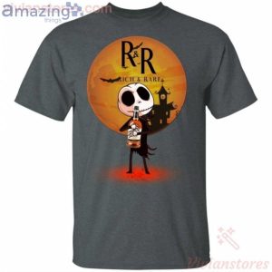 Jack Skellington Holding Rich And Rare Canadian Whisky Halloween T Shirt image Jack Skellington Holding Rich And Rare Canadian Whisky Halloween T-Shirt Product Photo 2