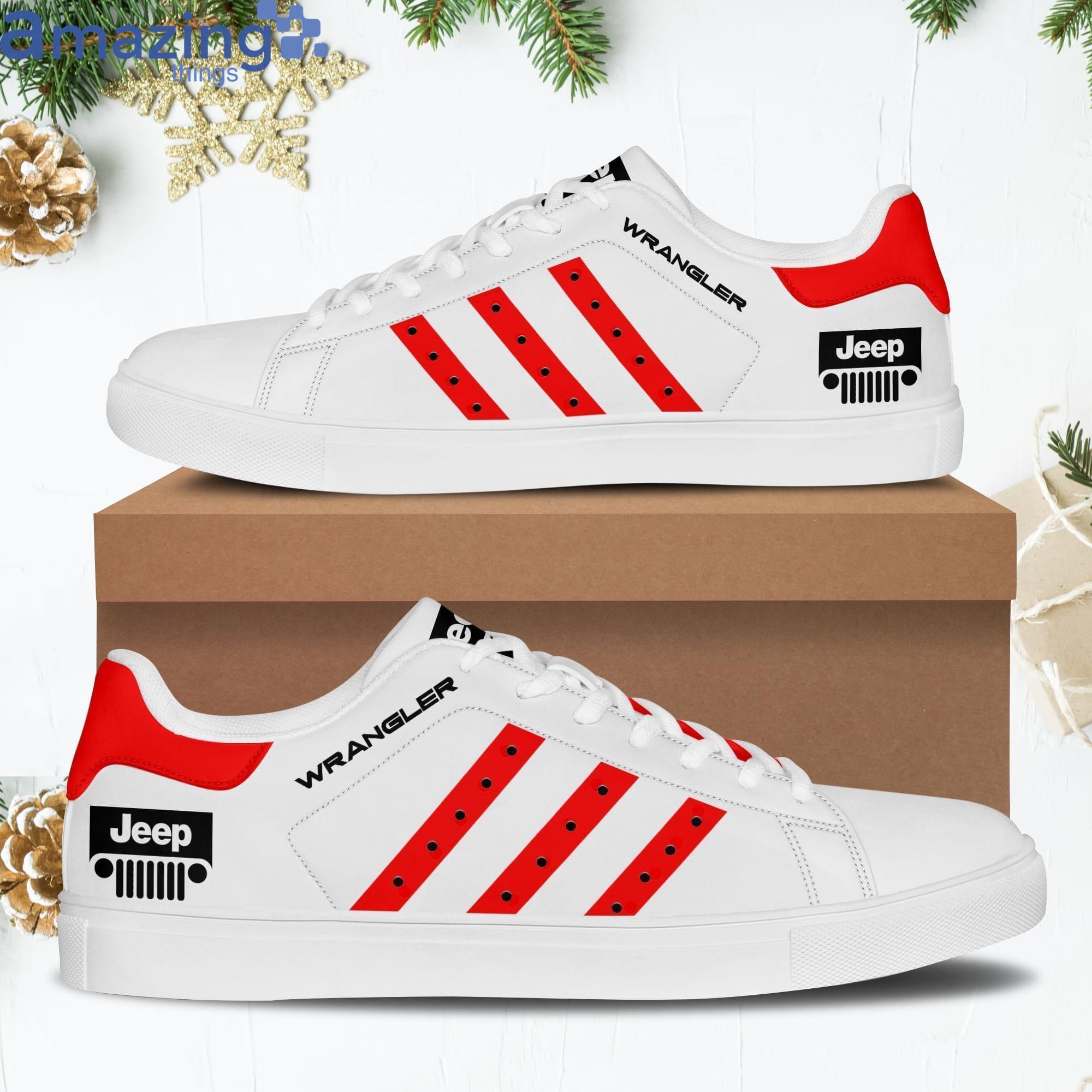 Jeep Wrangler Red Striped Stan Smith Low Top Skate Shoes image Jeep Wrangler Red Striped Stan Smith Low Top Skate Shoes Product Photo 2