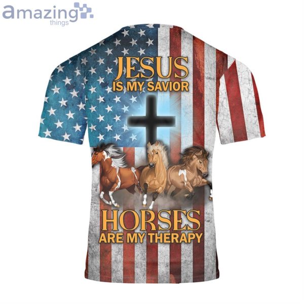 Jesus Is My Savior Horses Are My Therapy Horse 3D T-Shirt Women Christian American Product Photo 3