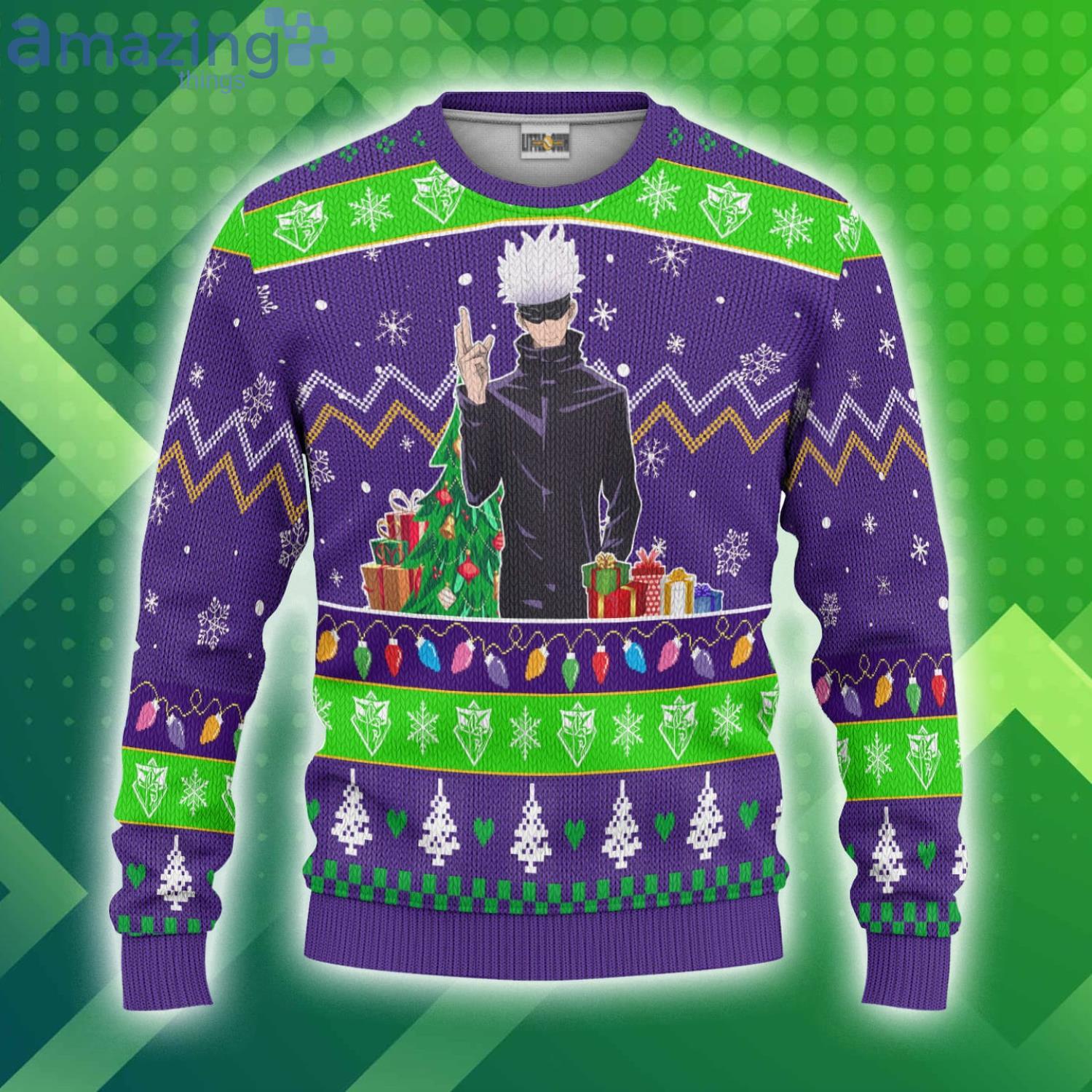 Jujutsu Kaisen Christmas Ugly Sweater Custom Satoru Gojou Anime 3D Sweater image Jujutsu Kaisen Christmas Ugly Sweater Custom Satoru Gojou Anime 3D Sweater Product Photo 1 Product photo 1