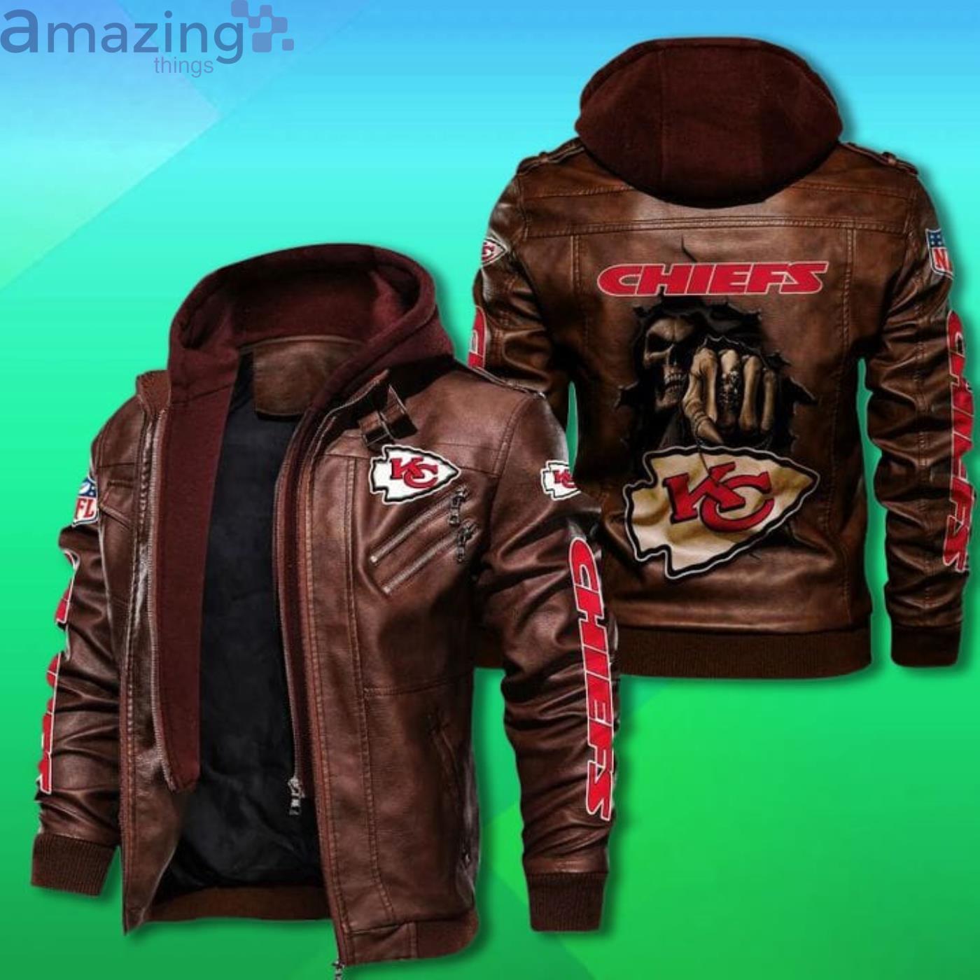 Kansas City Chiefs 2D Trending Leather Jacket Death Skull image Kansas City Chiefs 2D Trending Leather Jacket Death Skull Product Photo 2