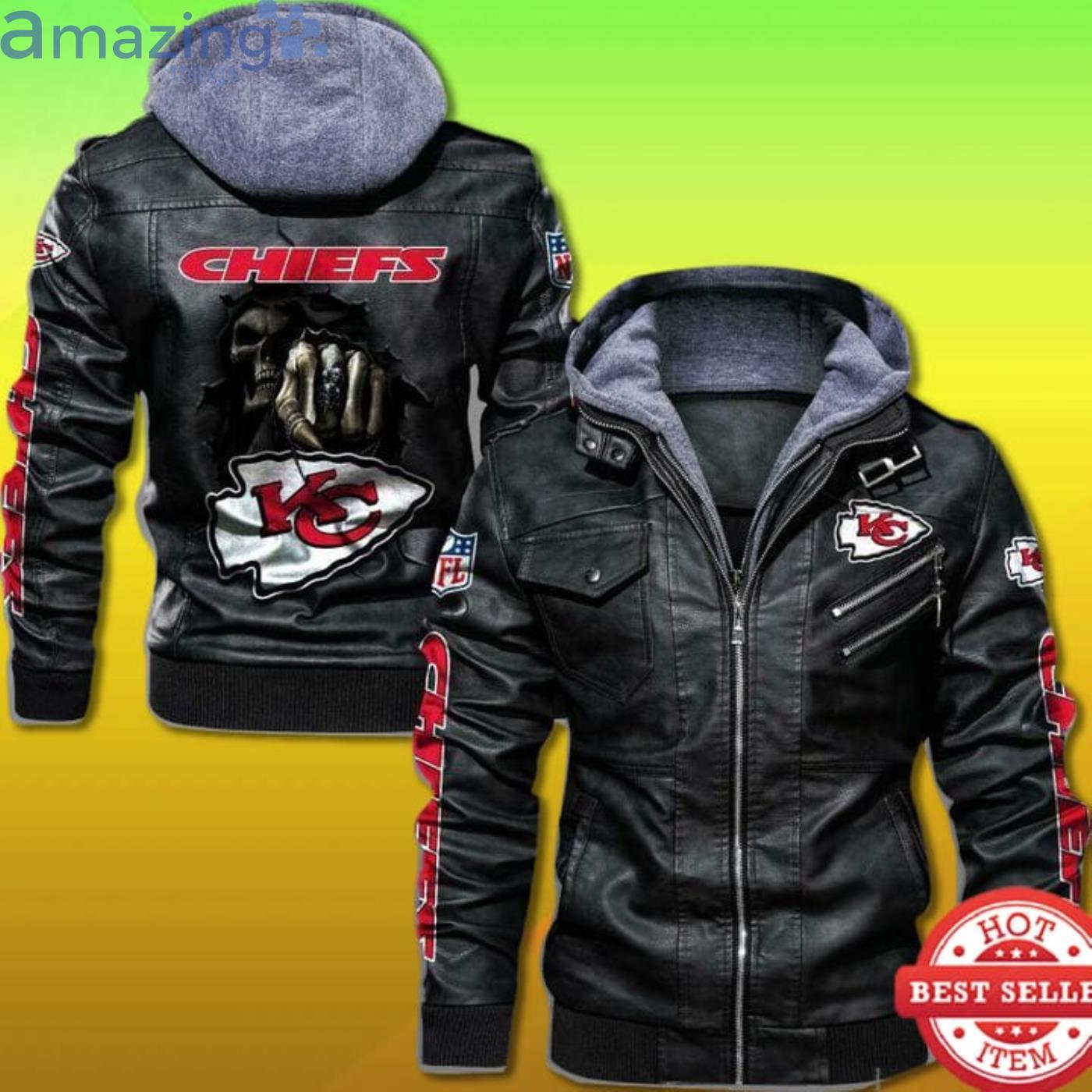 Kansas City Chiefs 2D Trending Leather Jacket Death Skull Product Photo 1