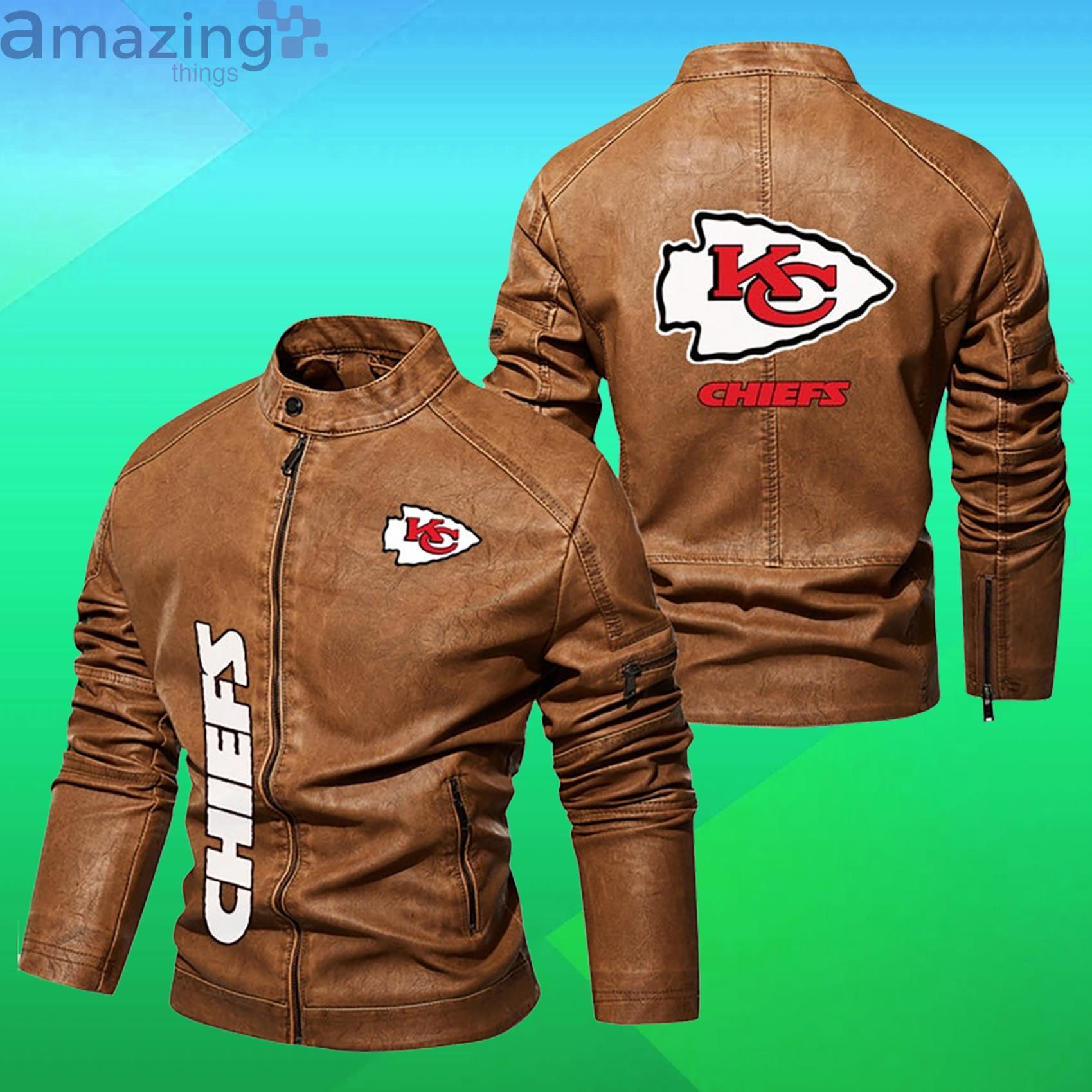Kansas City Chiefs NFL Motor Fleece Leather Jackets image Kansas City Chiefs NFL Motor Fleece Leather Jackets Product Photo 3