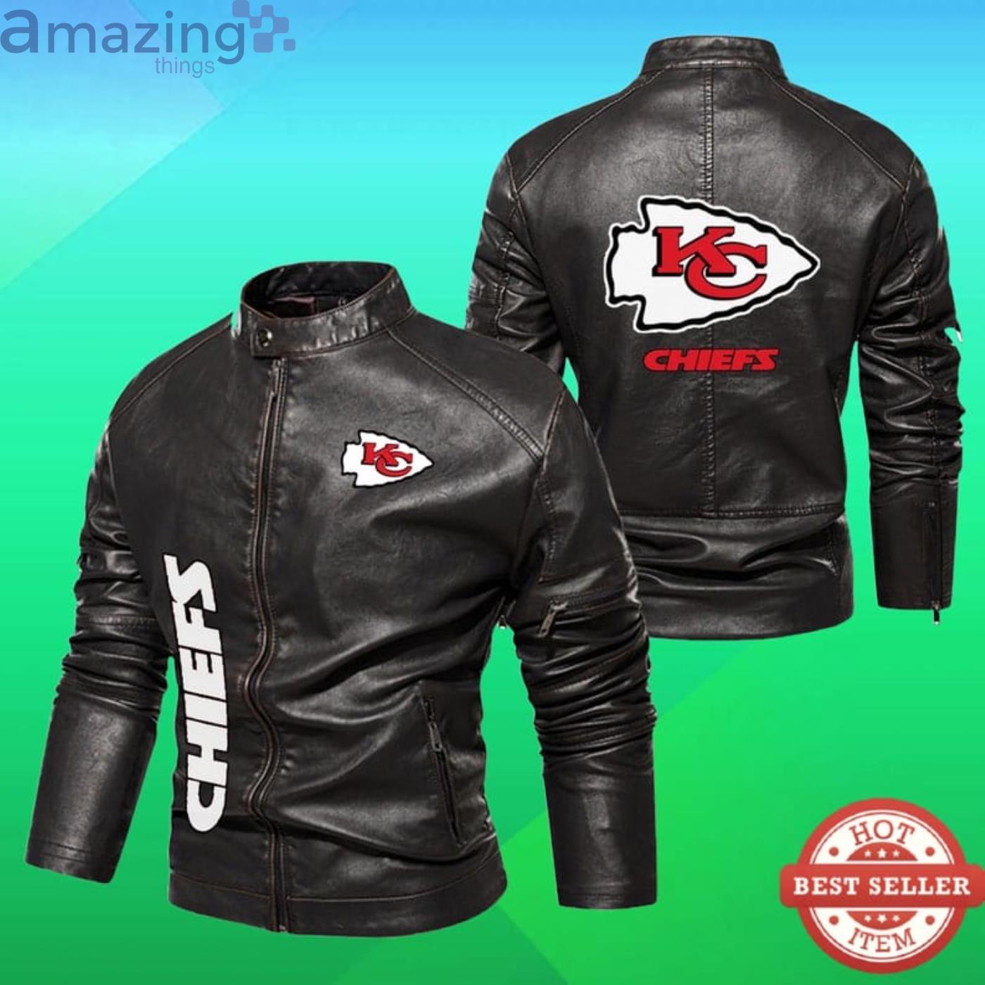 Kansas City Chiefs NFL Motor Fleece Leather Jackets Product Photo 1 Kansas City Chiefs NFL Motor Fleece Leather Jackets Product Photo 1
