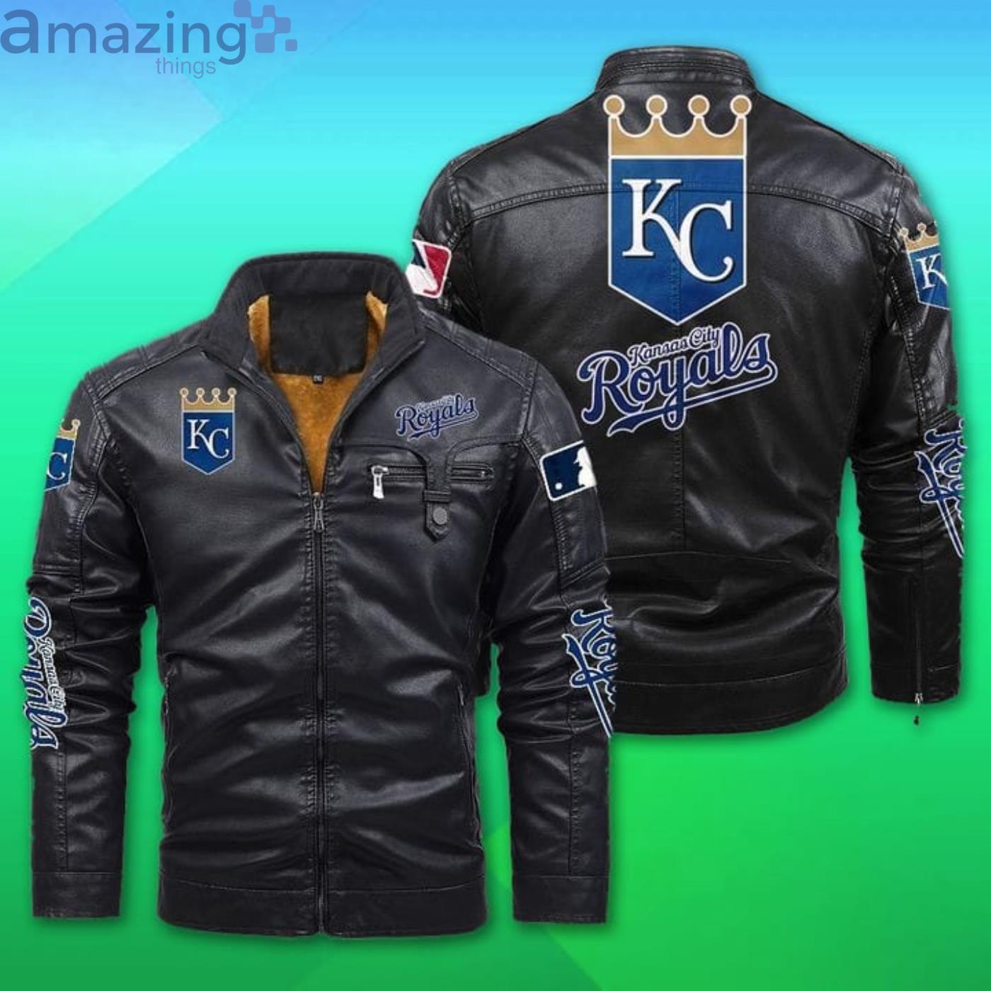 Kansas City Royals Fleece Leather Jacket Product Photo 1 Kansas City Royals Fleece Leather Jacket Product Photo 1