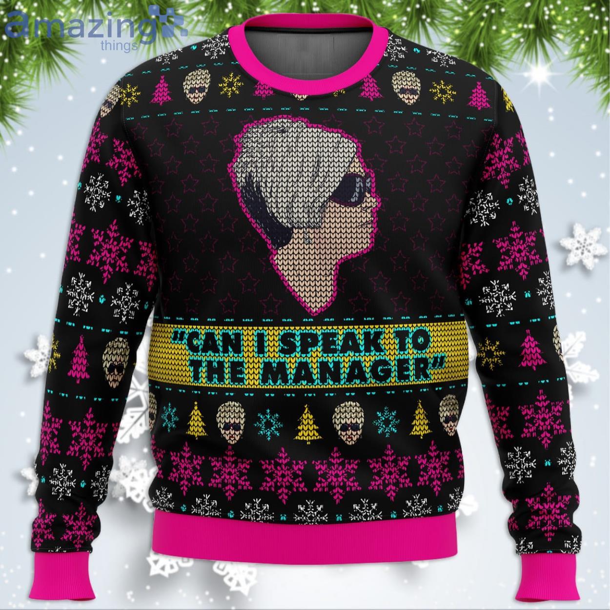 Karen Talks To Manager Meme Funny Christmas Gift Ugly Christmas Sweater Product Photo 1