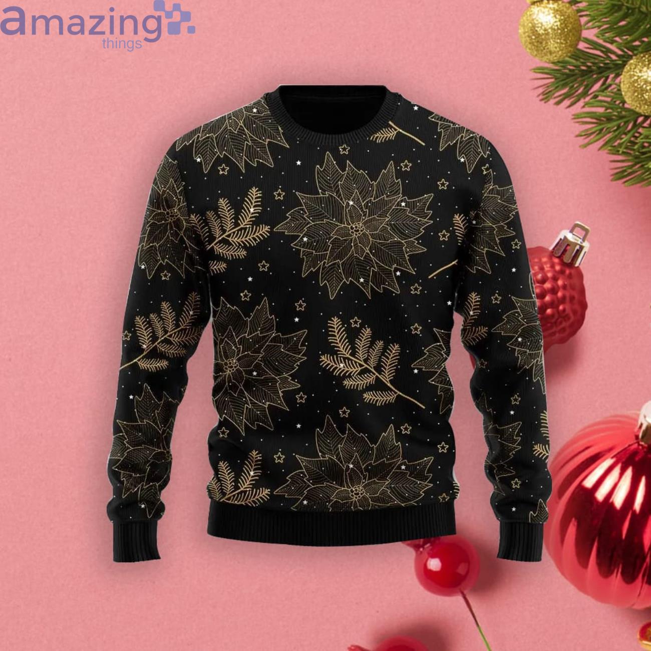 Leaves Christmas Gift Black Ugly Christmas Sweater Product Photo 1 Leaves Christmas Gift Black Ugly Christmas Sweater Product Photo 1