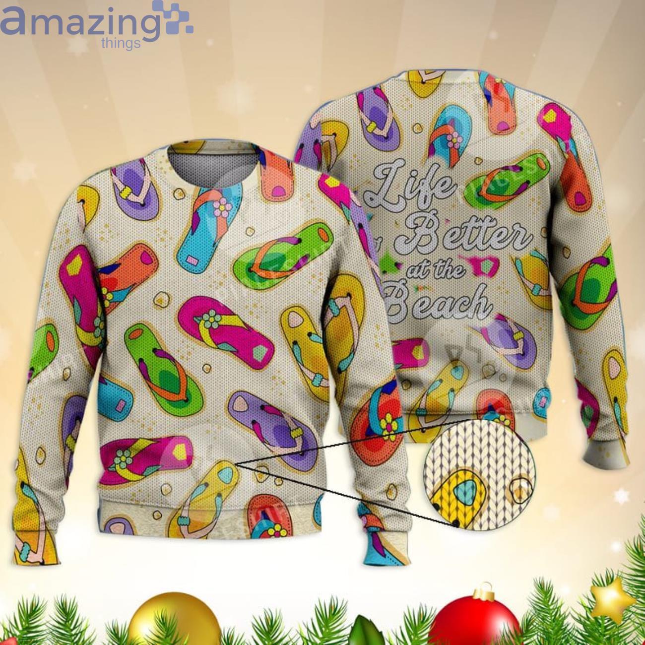 Life Is Better In Flip Flops Beach Summer Vacation 3D All Over Printed Sweater Product Photo 1