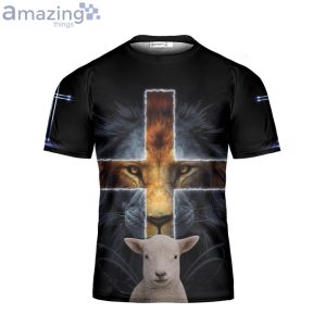 Lion Of Judah Lamb Of God 3D T-Shirt Jesus Cross Lion Shirt Christian Shirt Product Photo 1