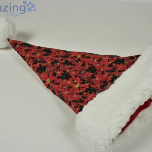Little Black Cats Peeking Out From Red Poinsettias Christmas Santa Hat For Adult And Child image Little Black Cats Peeking Out From Red Poinsettias Christmas Santa Hat For Adult And Child Product Photo 3