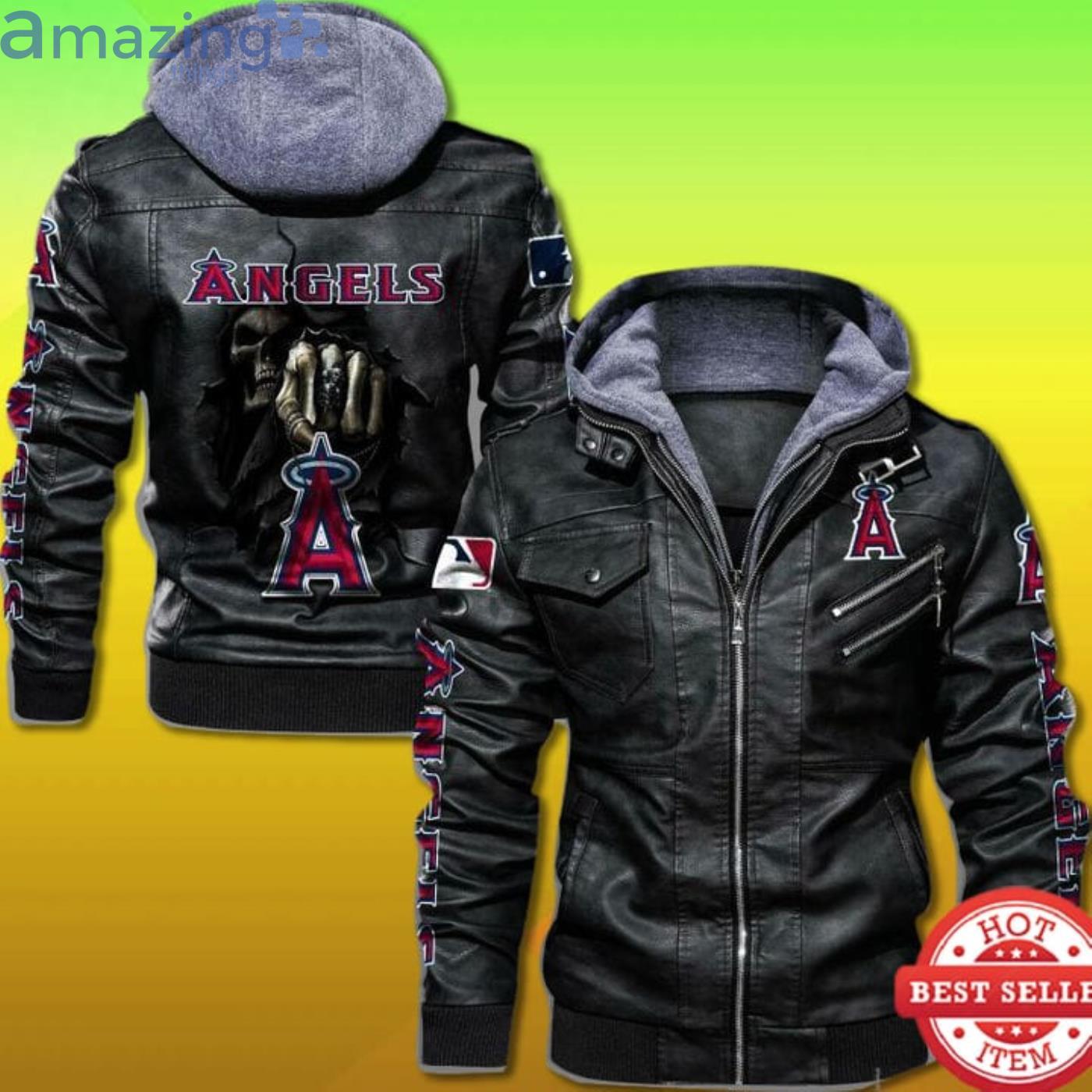 Los Angeles Angels Dead Skull In Back 2D Trending Leather Jacket Product Photo 1