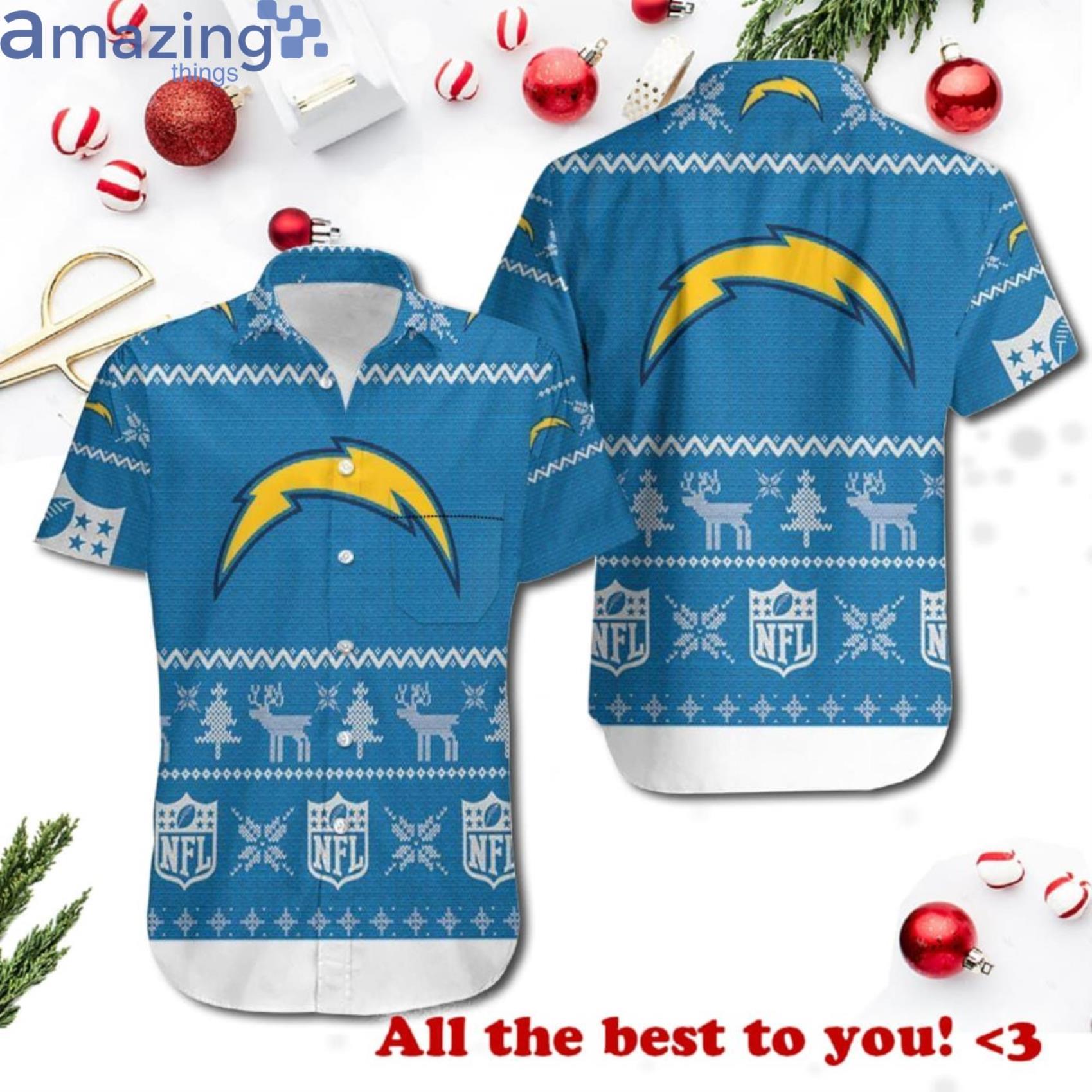 Los Angeles Chargers Christmas Ugly Pattern 3D Hawaiian Shrit Product Photo 1