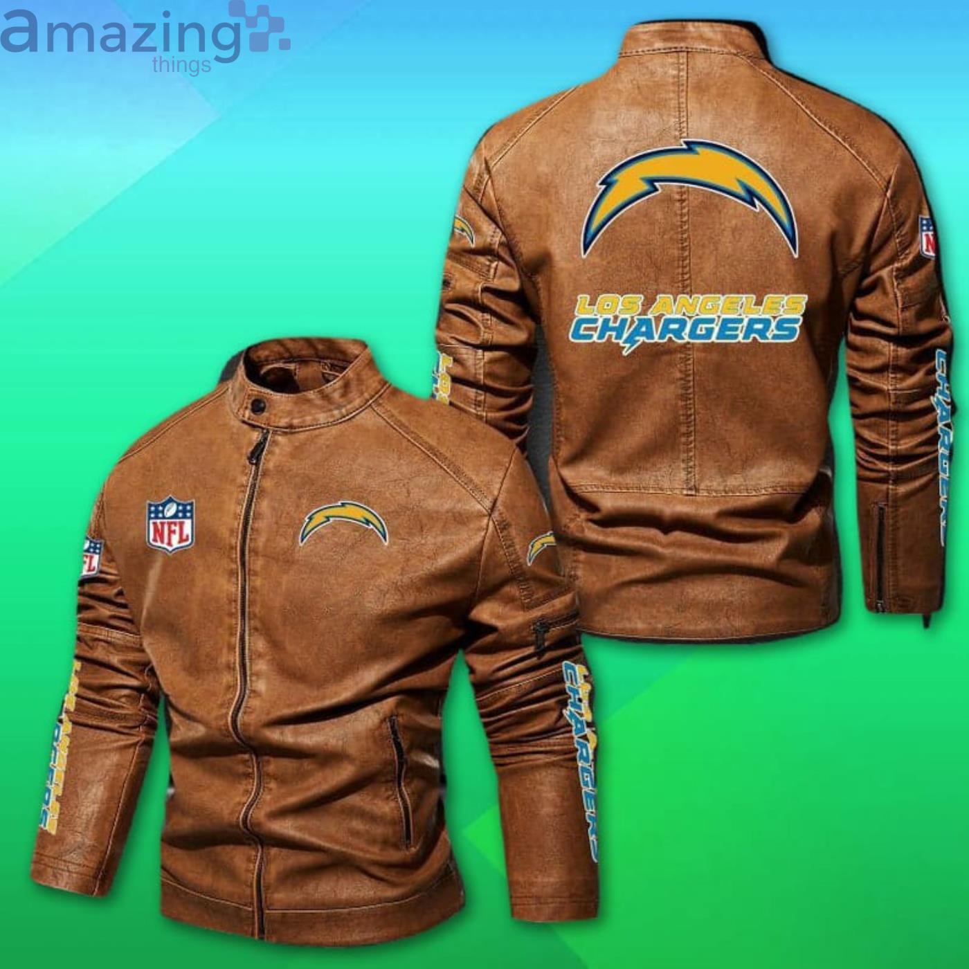 NFL Los Angeles Chargers Style 7 Big Logo Black Brown Leather