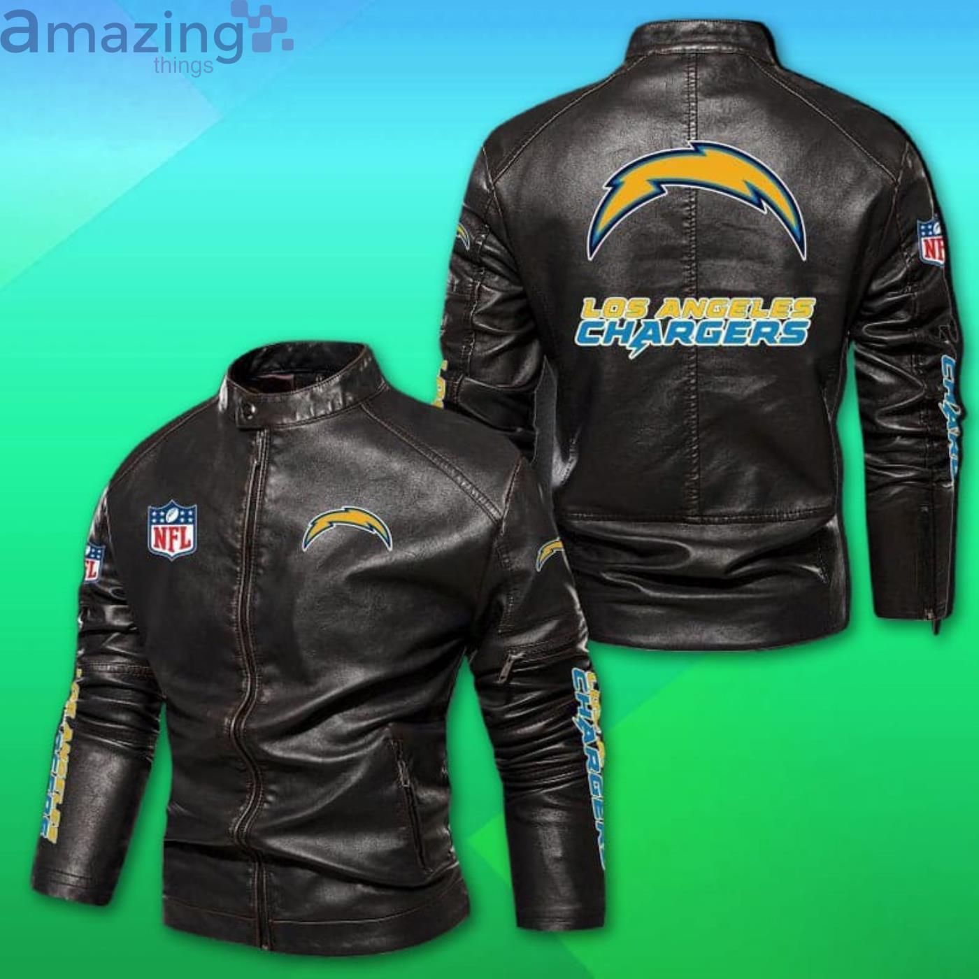 NFL Los Angeles Chargers Style 7 Big Logo Black Brown Leather