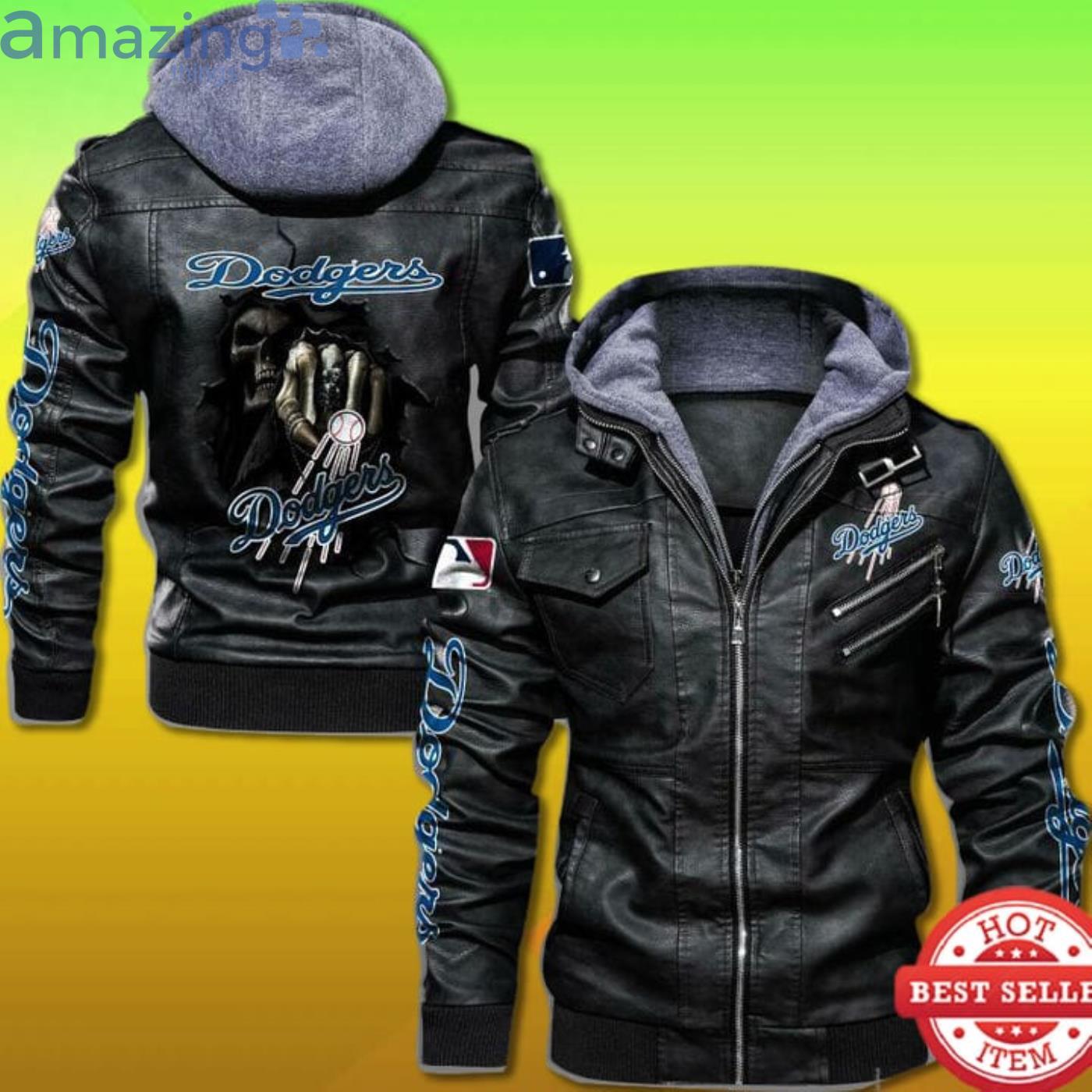 Los Angeles Dodgers Dead Skull In Back 2D Trending Leather Jacket Product Photo 1