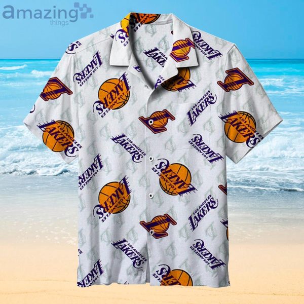 Los Angeles Lakers Vintage Fans Gift Logo Sport Lover White Hawaiian Shirt Product Photo 1