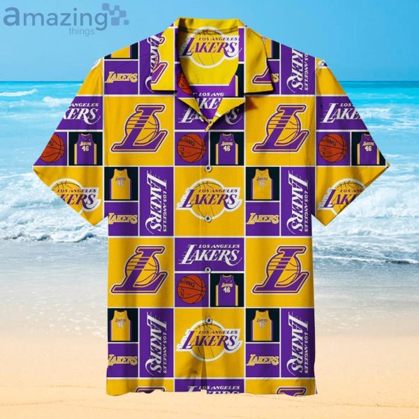 Los Angeles Lakers Vintage Fans Gift Logo Sport Lover Yellow Hawaiian Shirt Product Photo 1