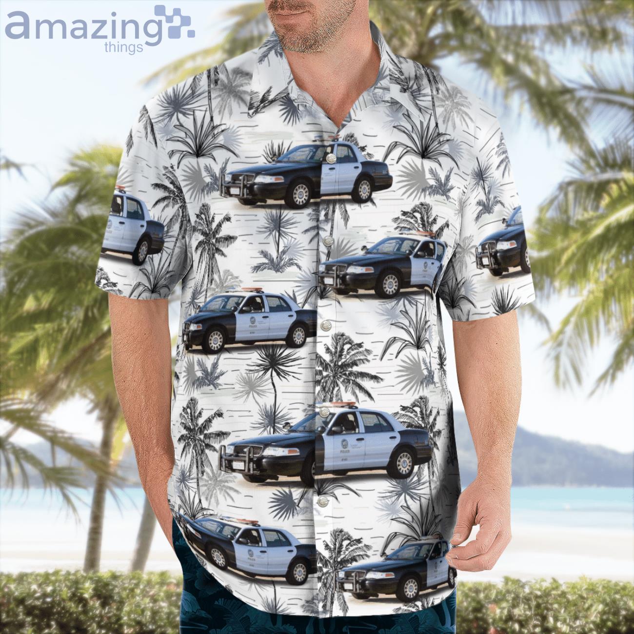 Los Angeles Police Department Ford Crown Victoria Police Interceptor Hawaiian Shirt image Los Angeles Police Department Ford Crown Victoria Police Interceptor Hawaiian Shirt Product Photo 4
