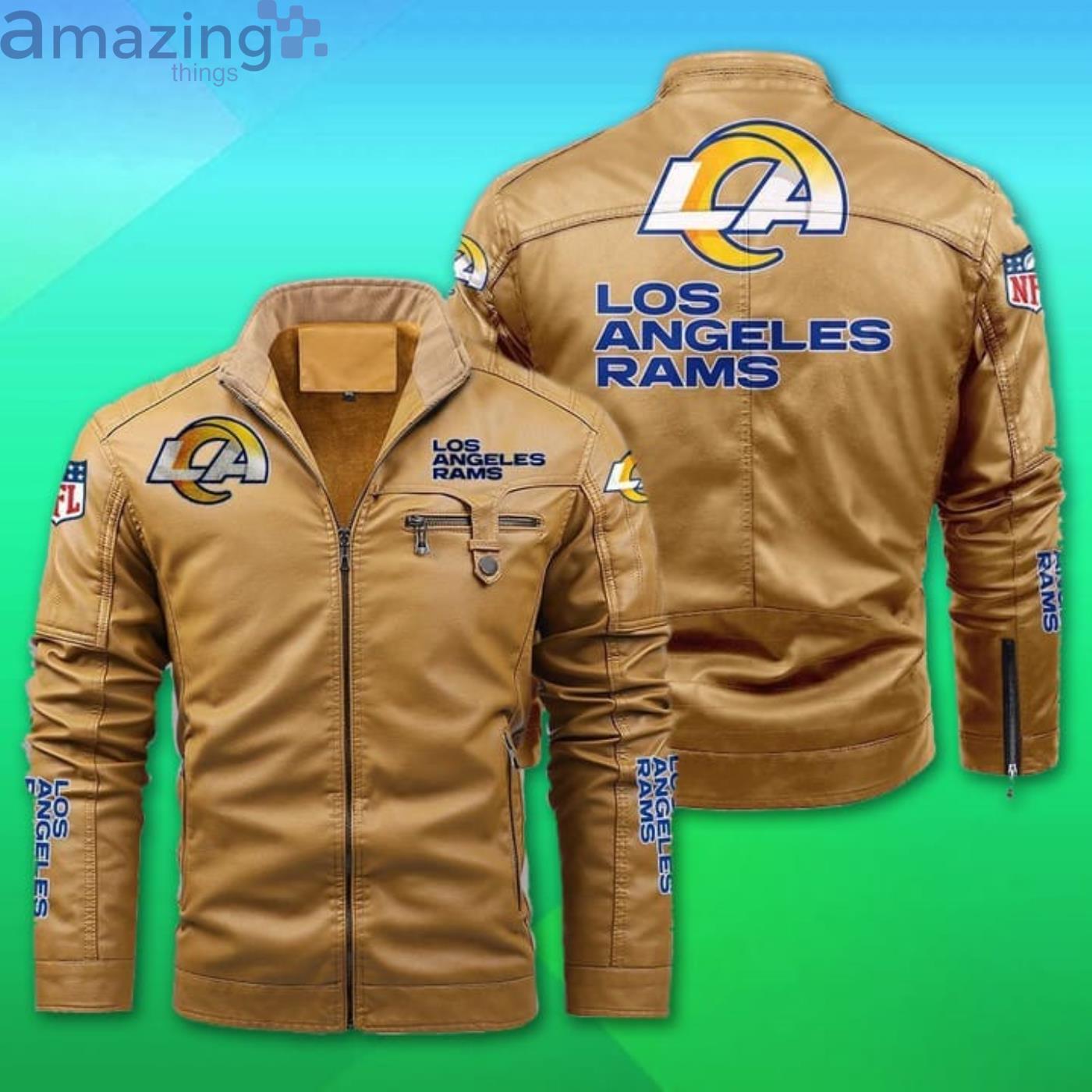 Los Angeles Rams Fleece Leather Jacket image Los Angeles Rams Fleece Leather Jacket Product Photo 2