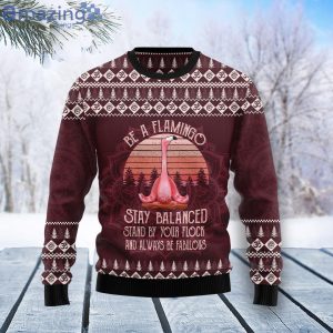 Love Flamingo Yoga Stay Balanced Cute Gift Ugly Christmas Sweater
