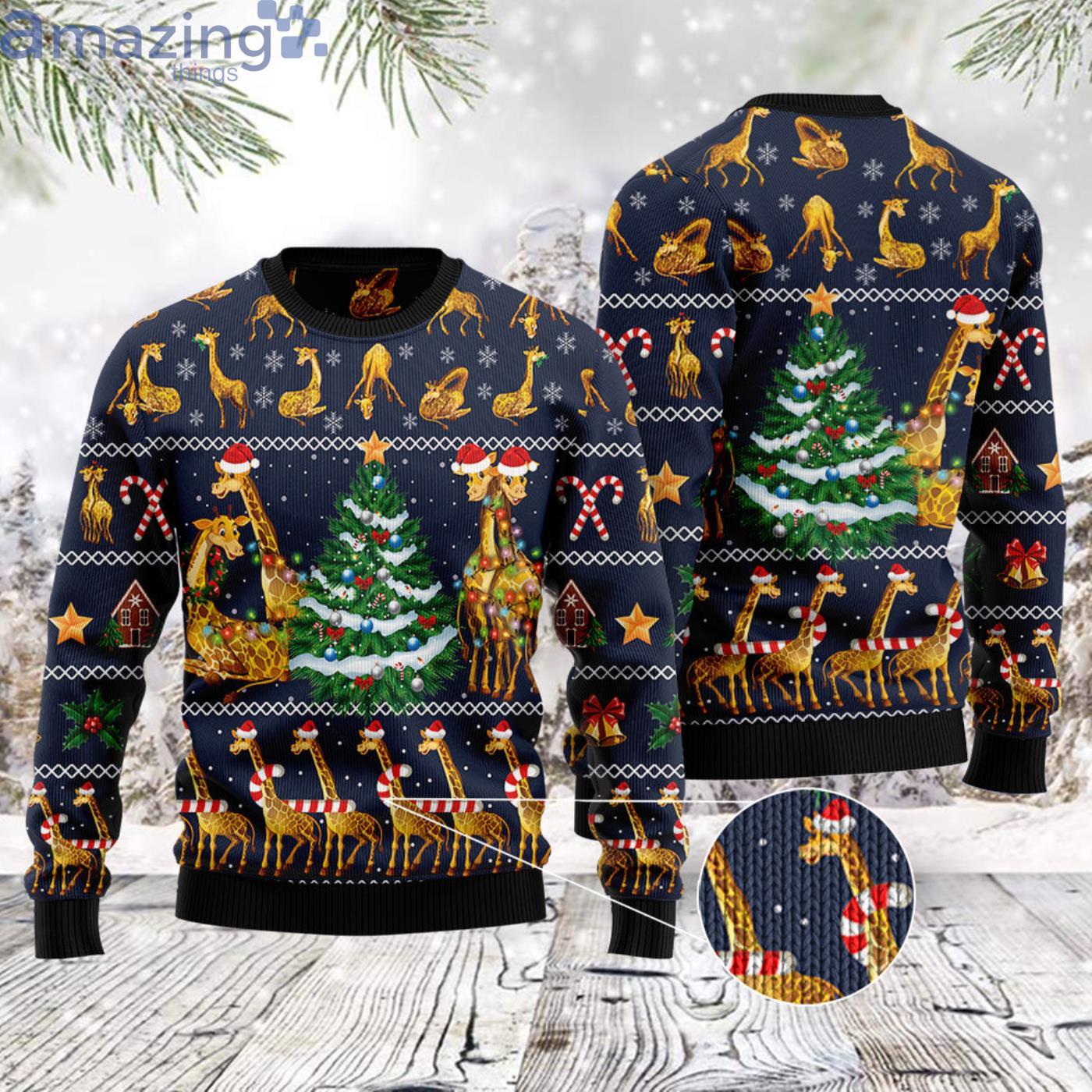 Love Giraffe Christmas Ugly Sweater image Love Giraffe Christmas Ugly Sweater Product Photo 3