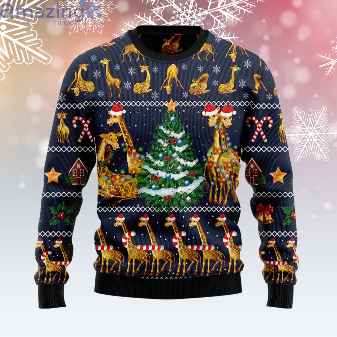 Love Giraffe Christmas Ugly Sweater image Love Giraffe Christmas Ugly Sweater Product Photo 4
