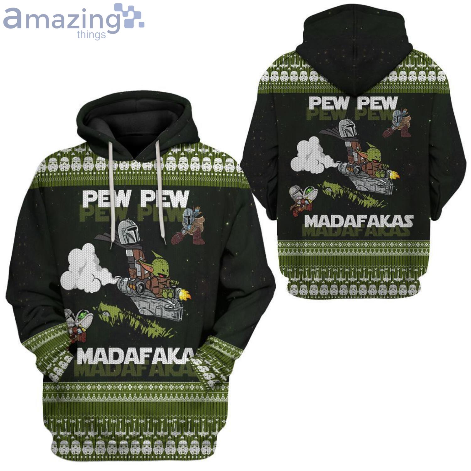 Mando And Baby Star War Knitting Pattern All Over Print 3D Hoodie image Mando And Baby Star War Knitting Pattern All Over Print 3D Hoodieproduct photo 2