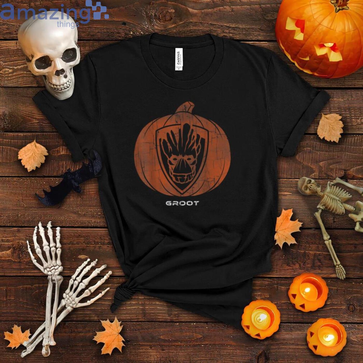 Marvel Guardians Groot Pumpkin Halloween Graphic T Shirt Product Photo 1