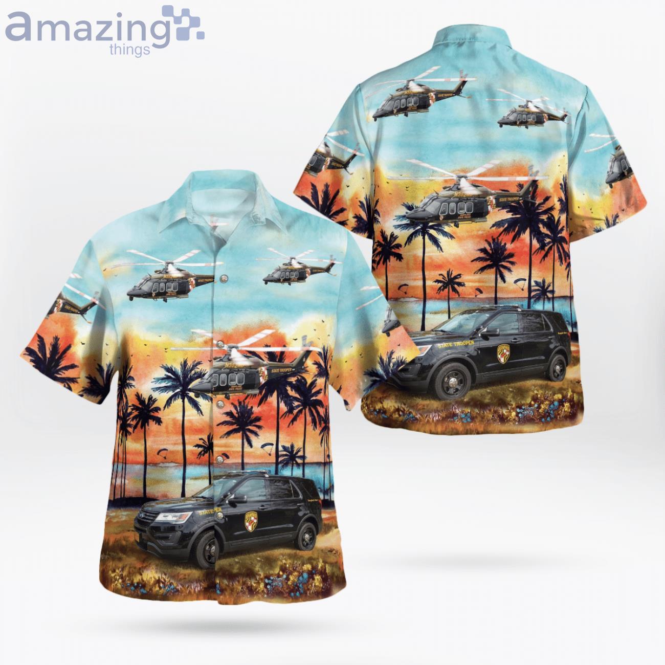 Maryland State Police Ford Utility Interceptor And Agustawestland Helicopter Hawaiian Shirt image Maryland State Police Ford Utility Interceptor And Agustawestland Helicopter Hawaiian Shirt Product Photo 1 Product photo 1