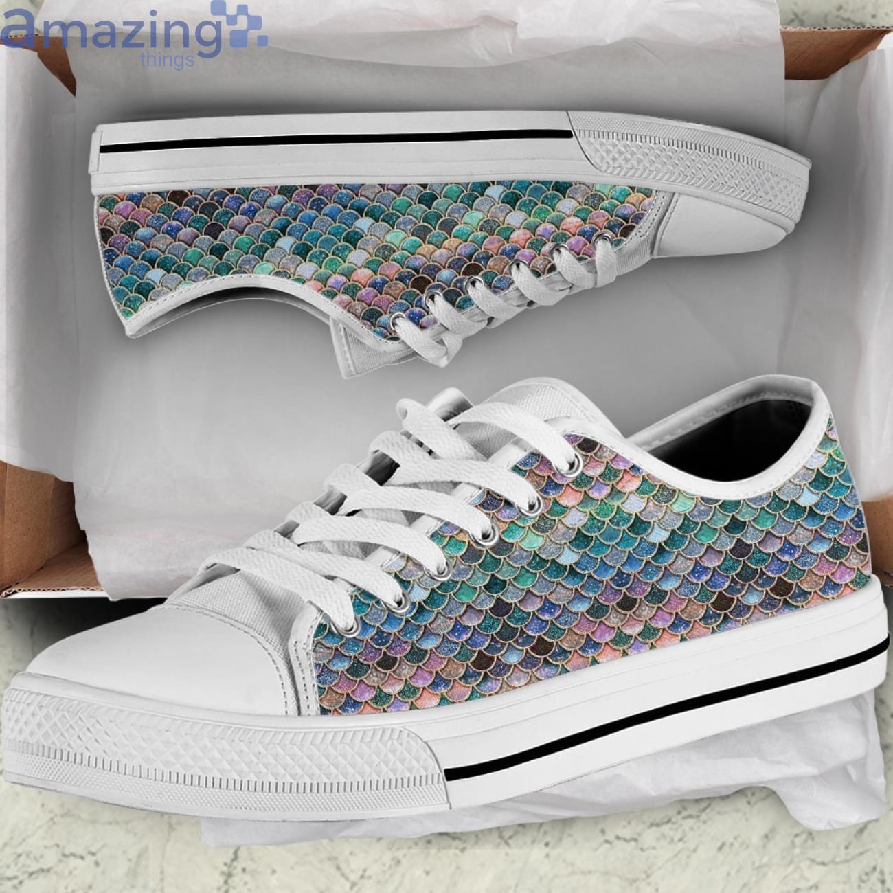 Mermaid Pattern Lover Low Top Canvas Shoes image Mermaid Pattern Lover Low Top Canvas Shoes Product Photo 2