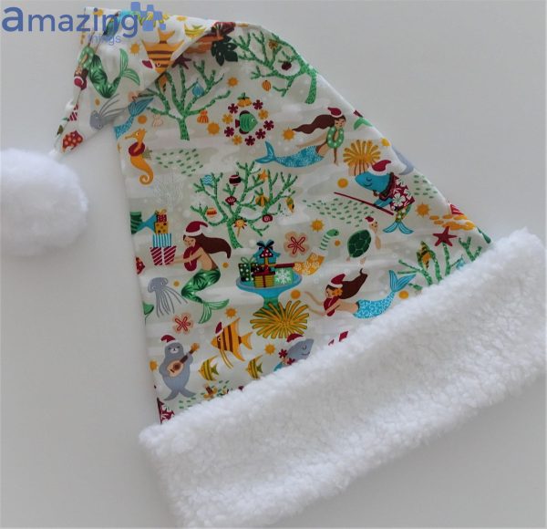 Mermaid Under The Sea Christmas Santa Hat For Adult And Child Product Photo 2