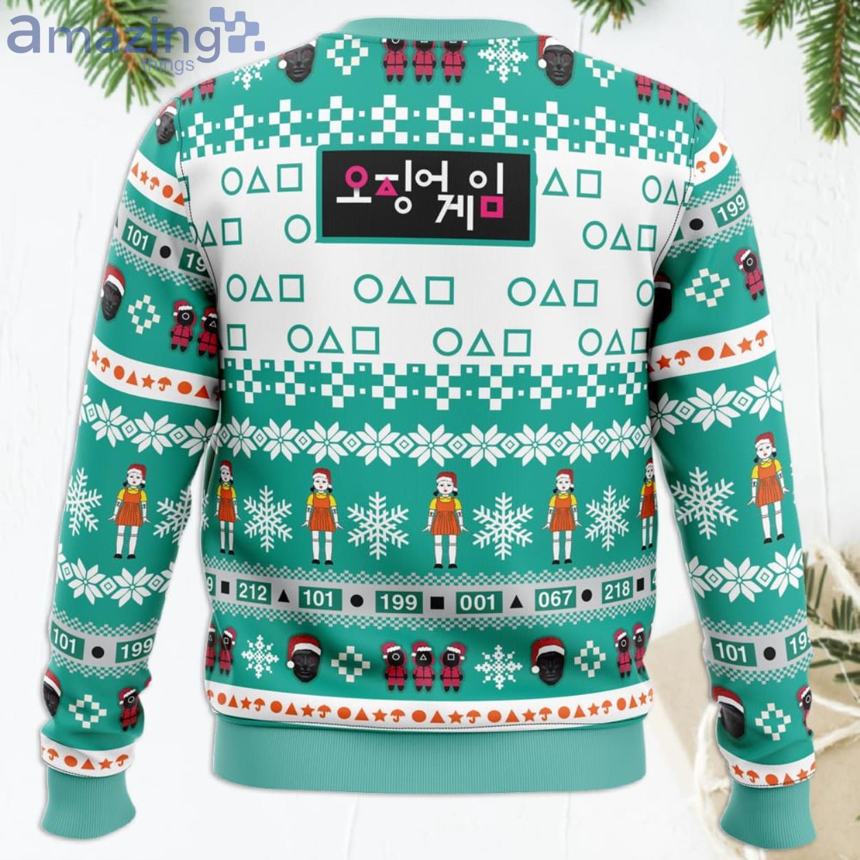 Merry Squidmas Squid Game Game Lover Ugly Christmas Sweater image Merry Squidmas Squid Game Game Lover Ugly Christmas Sweater Product Photo 4