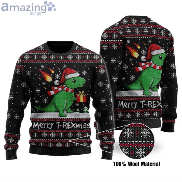 Merry T-Rexmas Christmas Ugly Sweater Product Photo 1