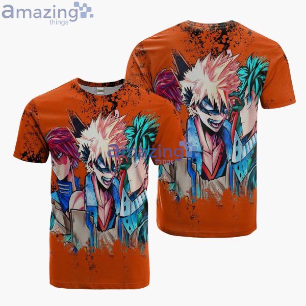 Mha Shouto X Izuku X Katsuki Cosplay Costume Anime Merch Printed 3D T-Shirt Product Photo 1