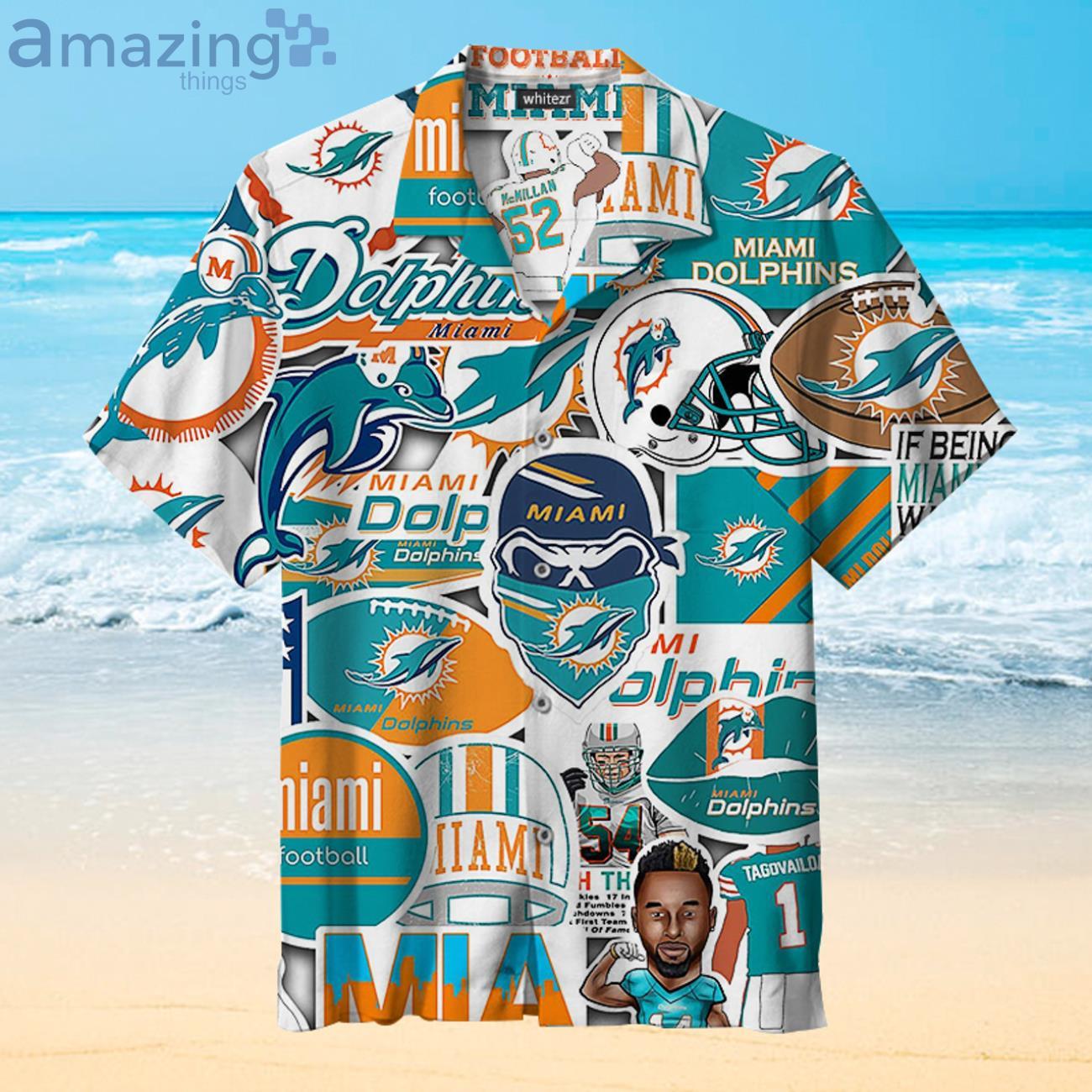 Miami Dolphins Illustration Fans Gift Logo Sport Lover Hawaiian Shirt Product Photo 1