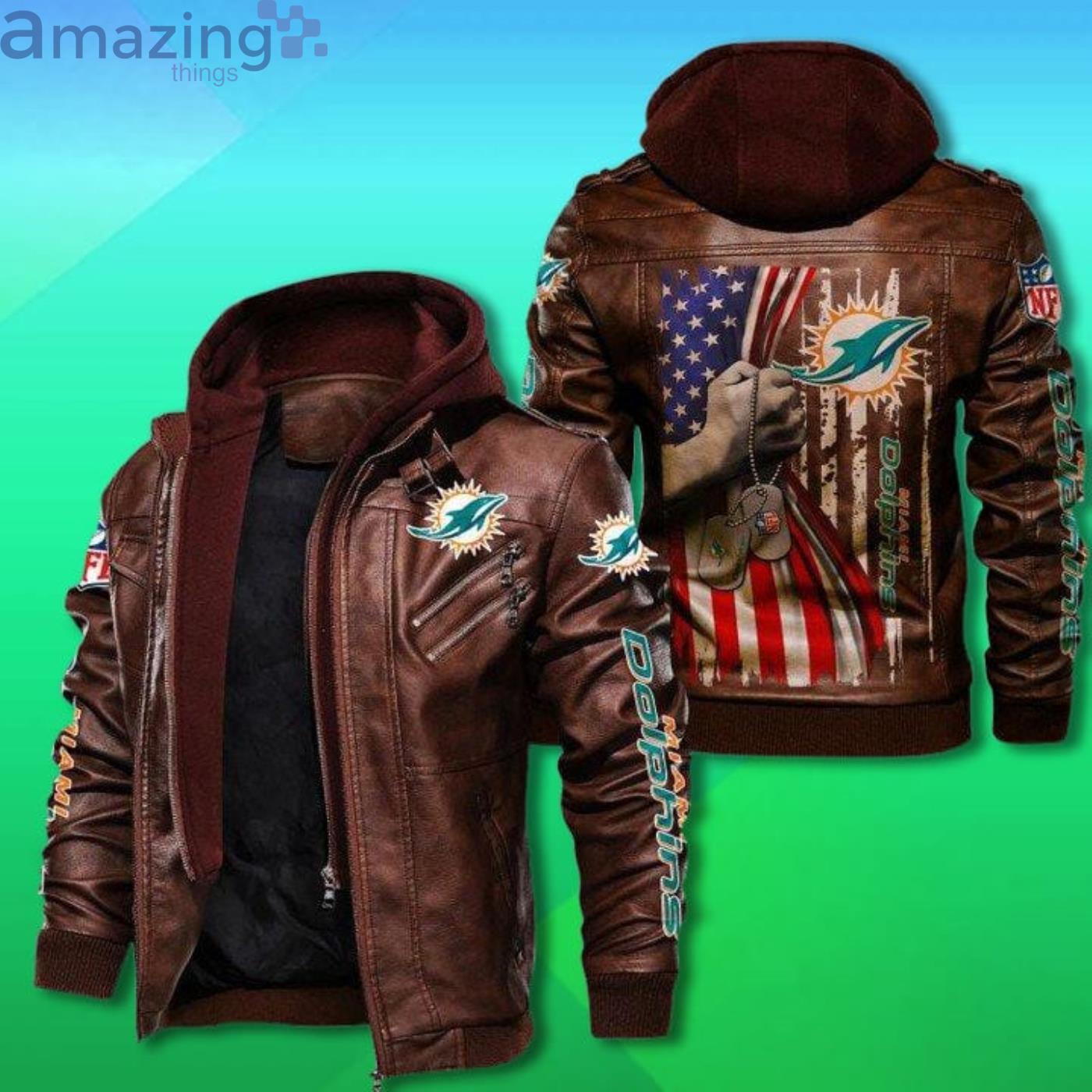 Miami Dolphins Military Dog Tag 2D Trending Leather Jacket