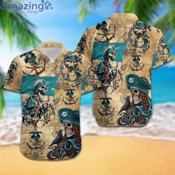 Miami Dolphins Pirates Fans Pirates Skull Hawaiian Shirtproduct photo 1