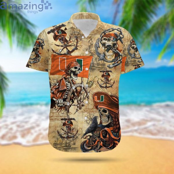 Miami Hurricanes Pirates Fans Pirates Skull Hawaiian Shirtproduct photo 2