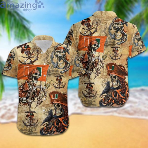 Miami Hurricanes Pirates Fans Pirates Skull Hawaiian Shirtproduct photo 1