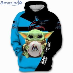 Miami Marlins Baseball Baby Yoda Star Wars Print 3D Hoodie