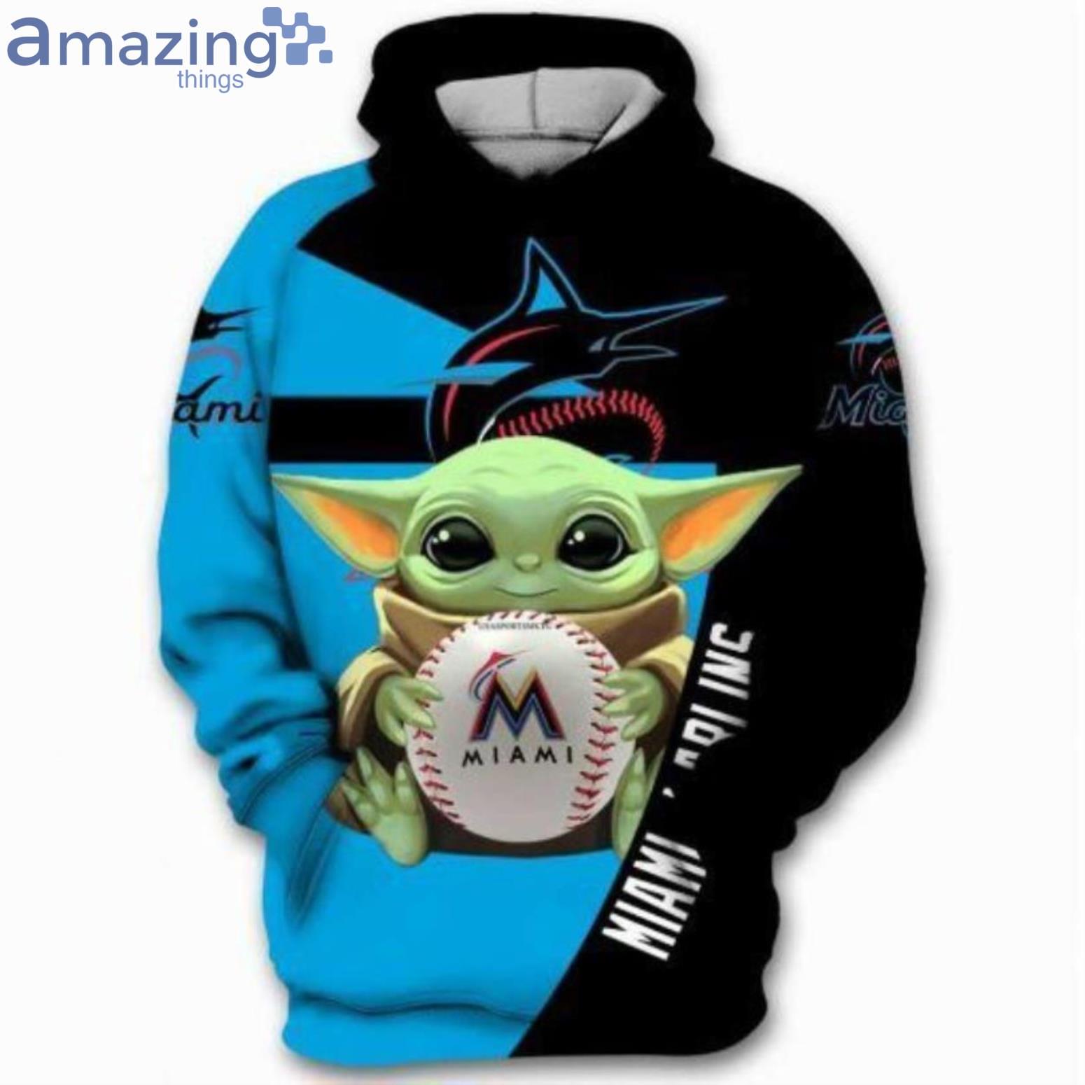 Miami Marlins Baseball Baby Yoda Star Wars Print 3D Hoodieproduct photo 1