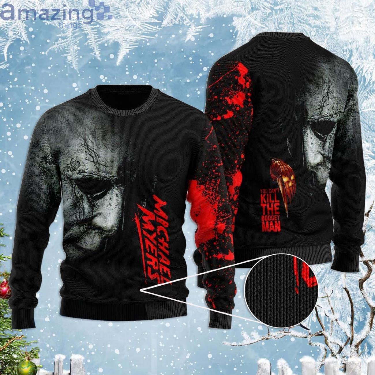 Michael Myers Black Ugly Christmas Sweater Product Photo 1