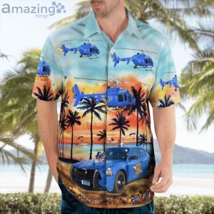 Michigan State Police Dodge Charger & Helicopter Hawaiian Shirt Product Photo 3