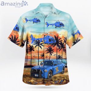 Michigan State Police Dodge Charger & Helicopter Hawaiian Shirt Product Photo 4